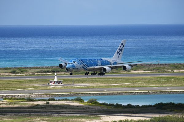 ANA（エアバスA380型機、ダニエル・K・イノウエ国際空港）