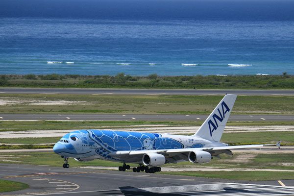 ANA（エアバスA380型機、ダニエル・K・イノウエ国際空港）