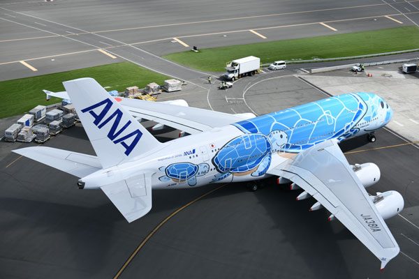 ANA（エアバスA380型機、ダニエル・K・イノウエ国際空港）