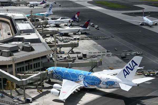 ANA（エアバスA380型機、ダニエル・K・イノウエ国際空港）