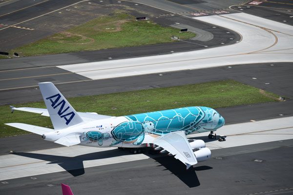 ANA（エアバスA380型機、ダニエル・K・イノウエ国際空港）