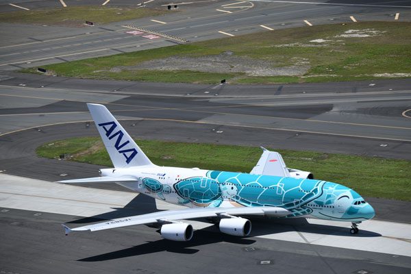 ANA（エアバスA380型機、ダニエル・K・イノウエ国際空港）