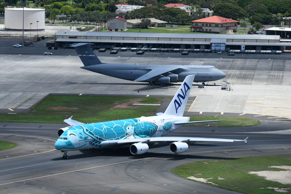 ANA（エアバスA380型機、ダニエル・K・イノウエ国際空港）