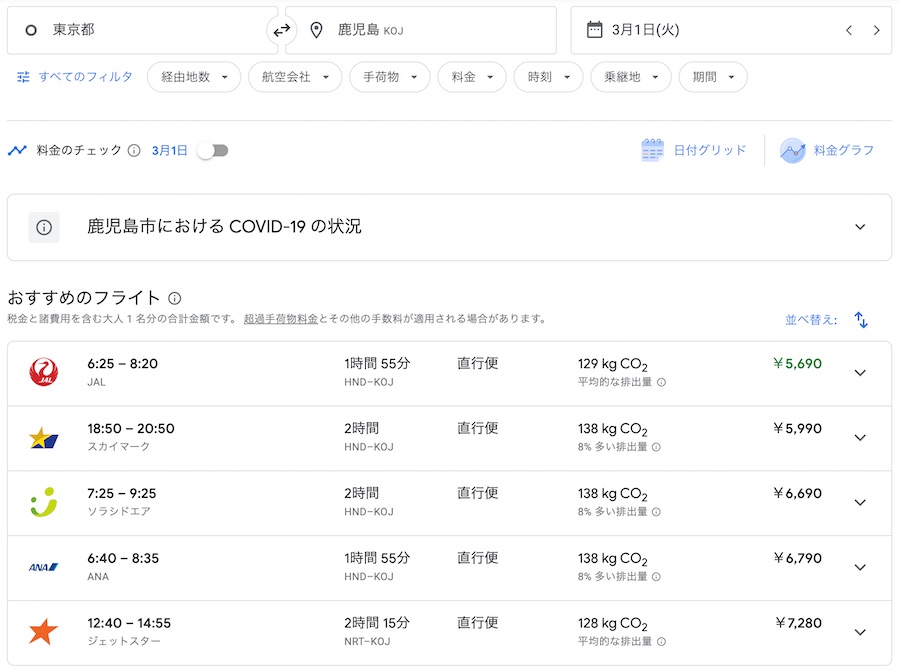 価格 低空飛行 で Lccが逃げ出すレベル 東京 羽田 鹿児島線 Jalは5 400円から コラム Traicy トライシー