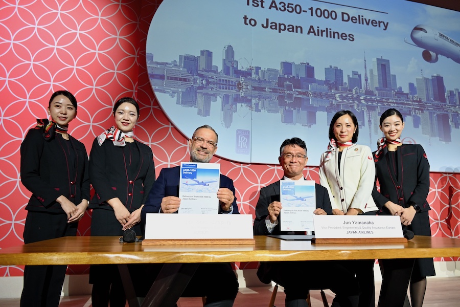 Delivery ceremony at the Airbus center