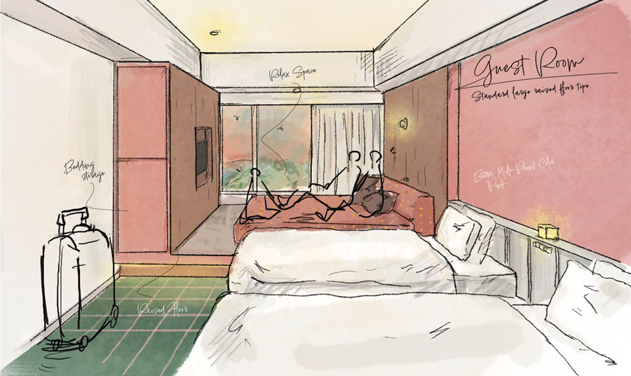 Interior design inspired by 1955 America at Hoshino Resort 1955 Tokyo Bay