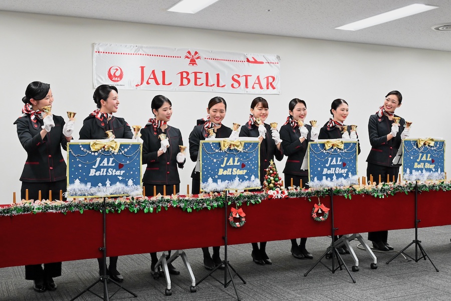 JAL Cabin Attendant Volunteer Music Bell Team ‘JAL Bell Star’ Practices for their 30th Christmas Season