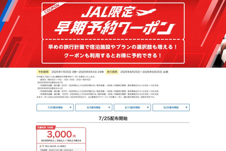 Yahoo Travel Distributes “JAL Limited Early Booking Coupons” with Up to 5,000 Yen Discount