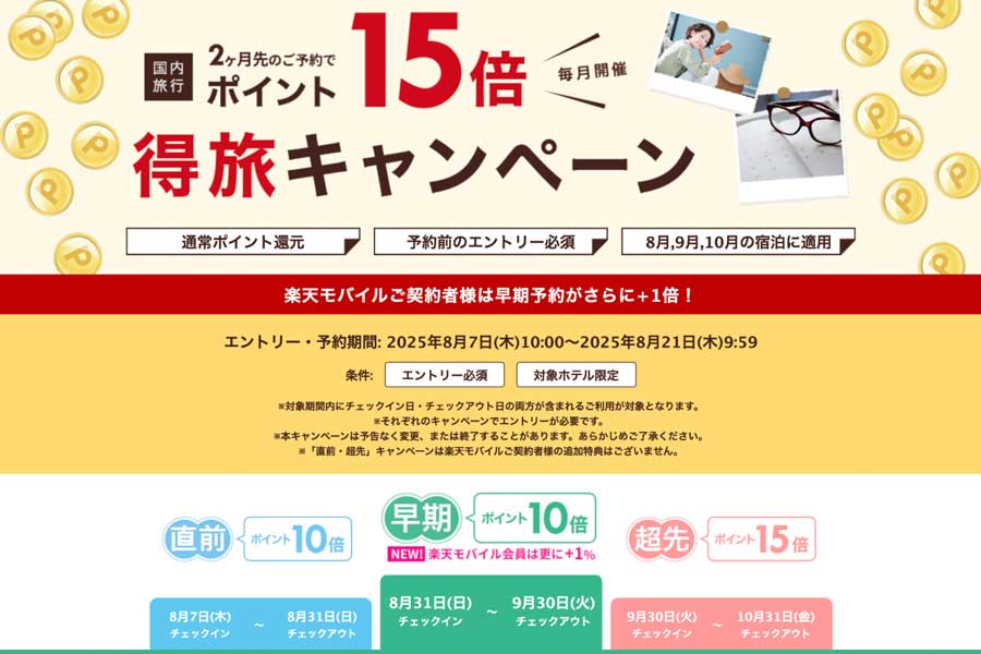 Rakuten Travel Offers Up to 15x Points for Domestic Stays with ‘Toku Tabi Campaign’