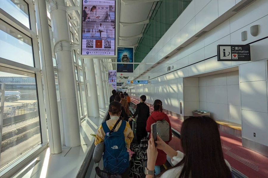 Check-in counters at a Japanese airport