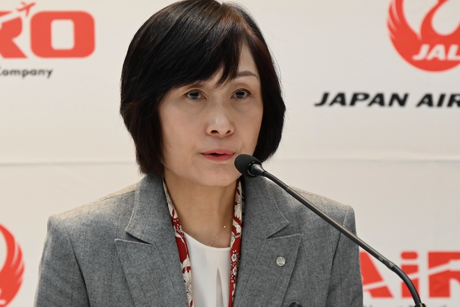 JAL president Mitsuko Tottori speaking about future deployment of autonomous TT vehicles