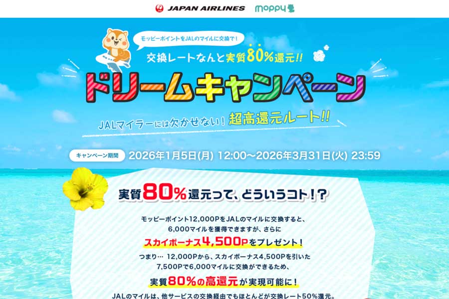 Moppy Launches Dream Campaign Offering Effective 80% Exchange Rate to JAL Mileage Bank Miles