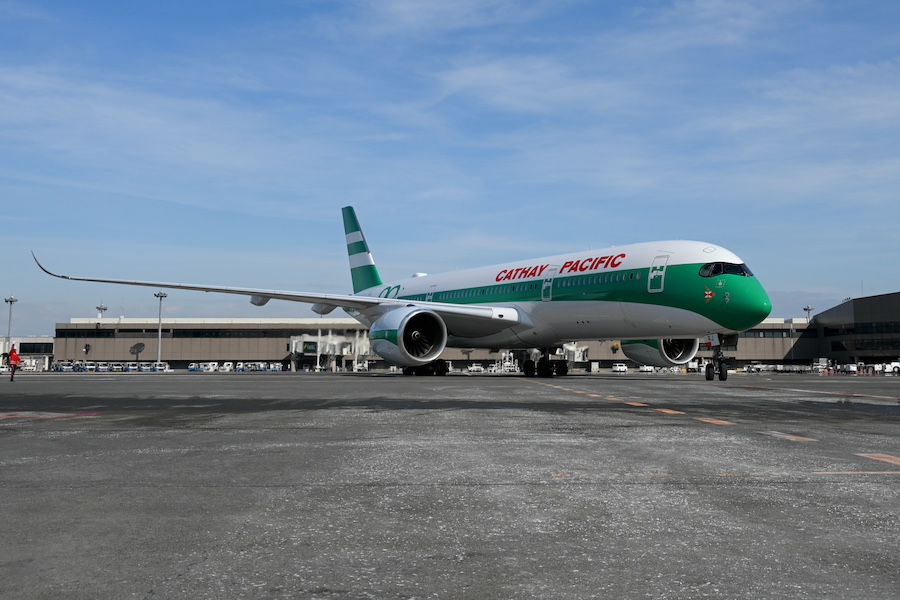 Cathay Pacific A350-900 retro livery tail and rear fuselage