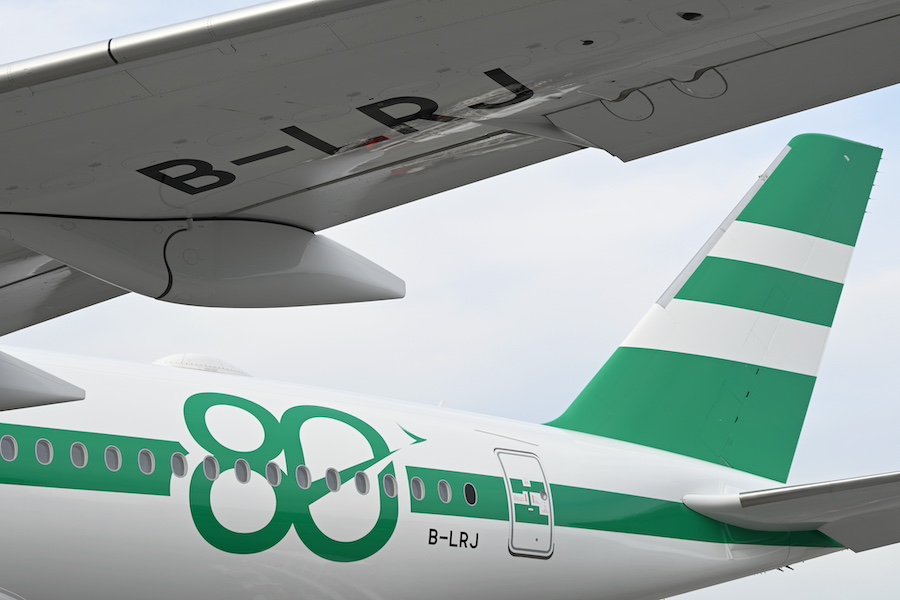 Cathay Pacific 80th anniversary special livery A350-900 on the apron at Narita