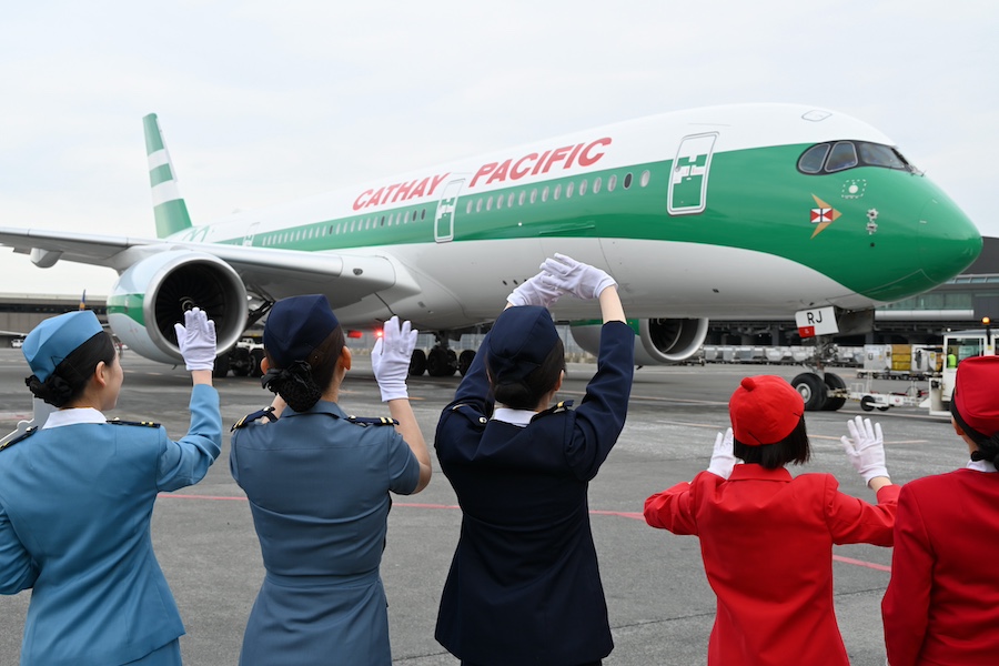 Cathay Pacific Unveils 80th Anniversary Special Livery Airbus A350-900 at Tokyo Narita Airport