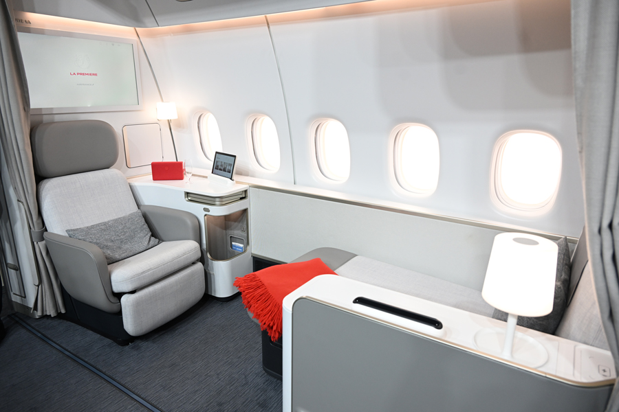 Close-up of La Première seat details