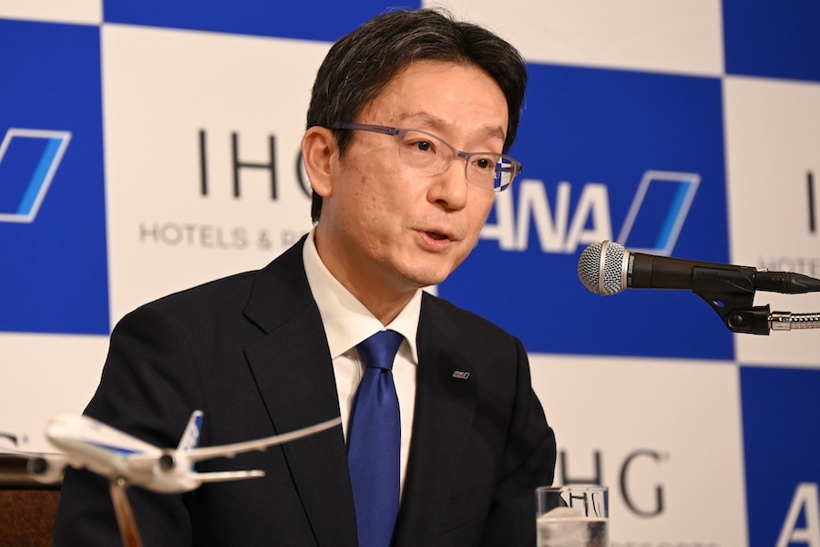 ANA and IHG executives at announcement event in Tokyo