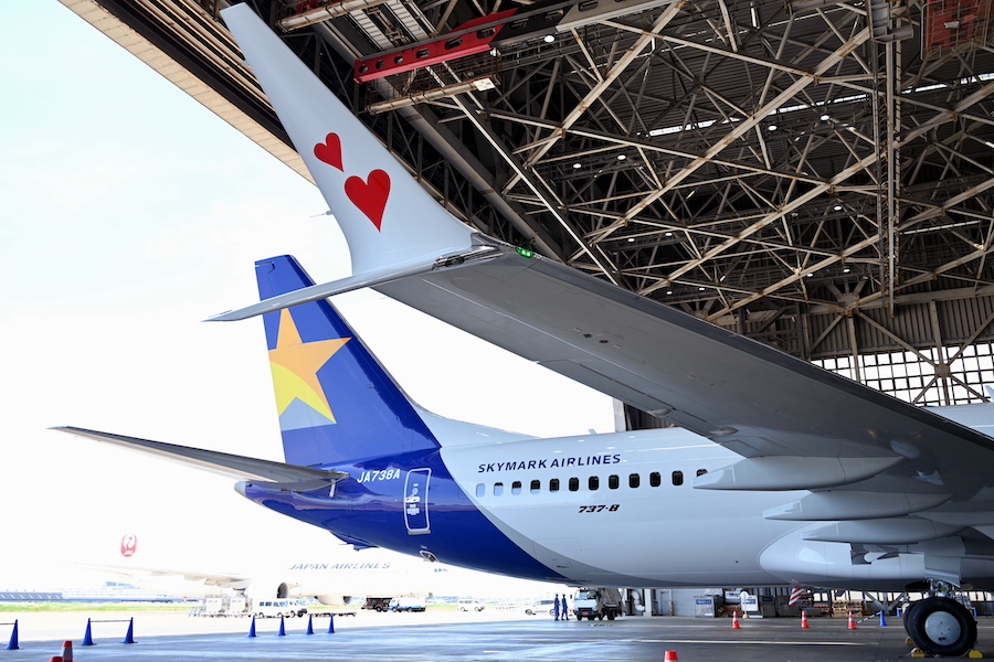 SKY BLUE tail design of Skymark 737-8