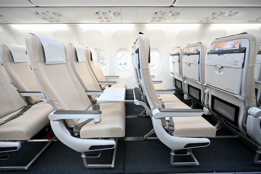 Skymark 737-8 overhead bins and lighting