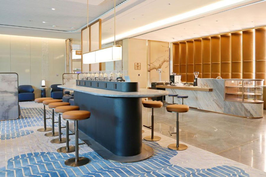Interior of the Star Alliance Lounge in Guangzhou inspired by Lingnan culture