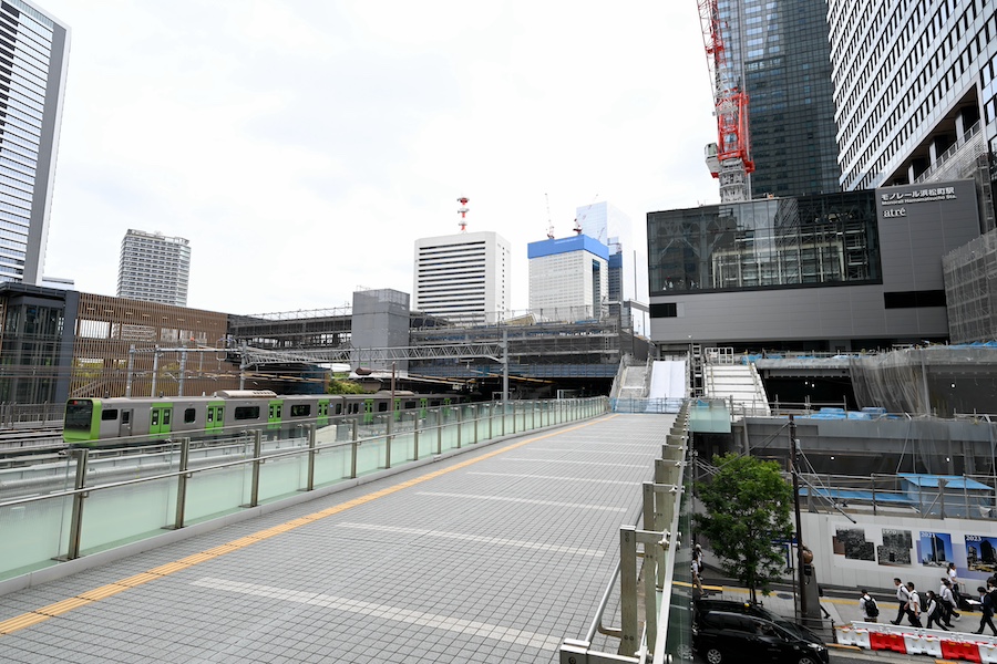Pedestrian deck under construction in front of the North Gate