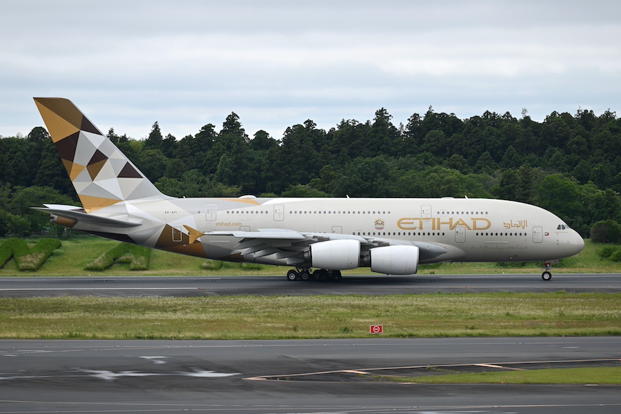 Etihad Airways A380 The Residence sign and cabin