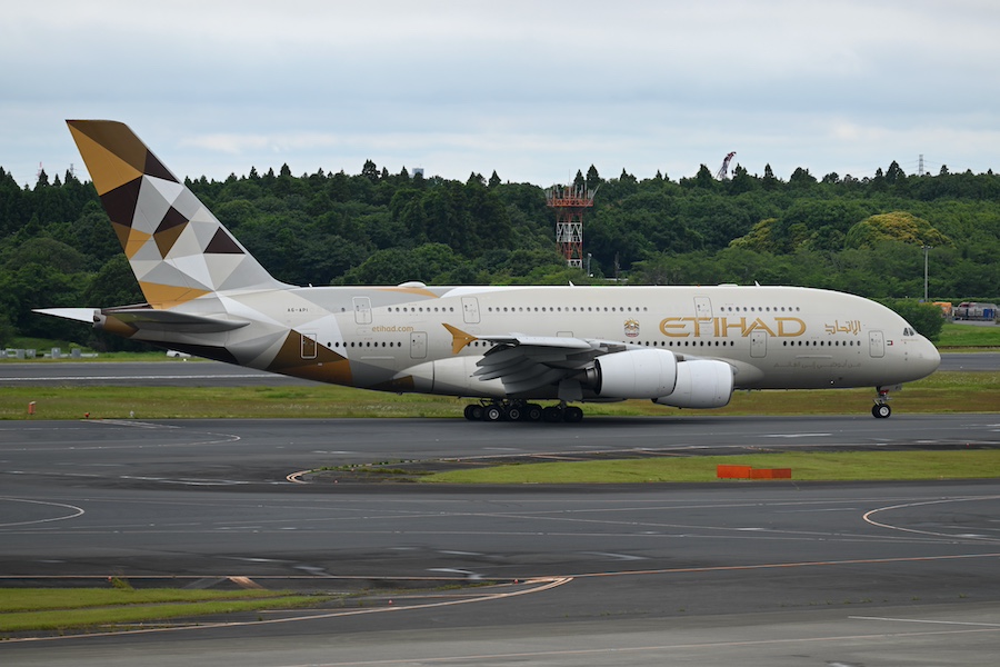 Etihad Airways Airbus A380 tail and livery