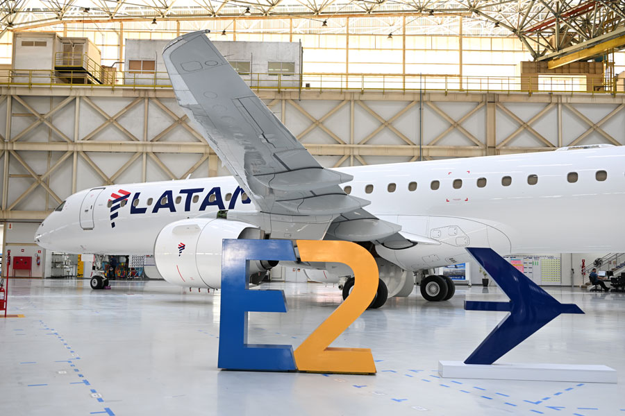 LATAM Airlines Brazil Embraer E195-E2 aircraft in hangar