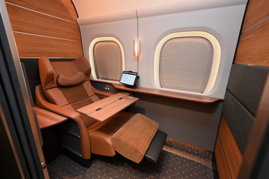 Entrance area of the Supreme Class cabin on JR Central Shinkansen